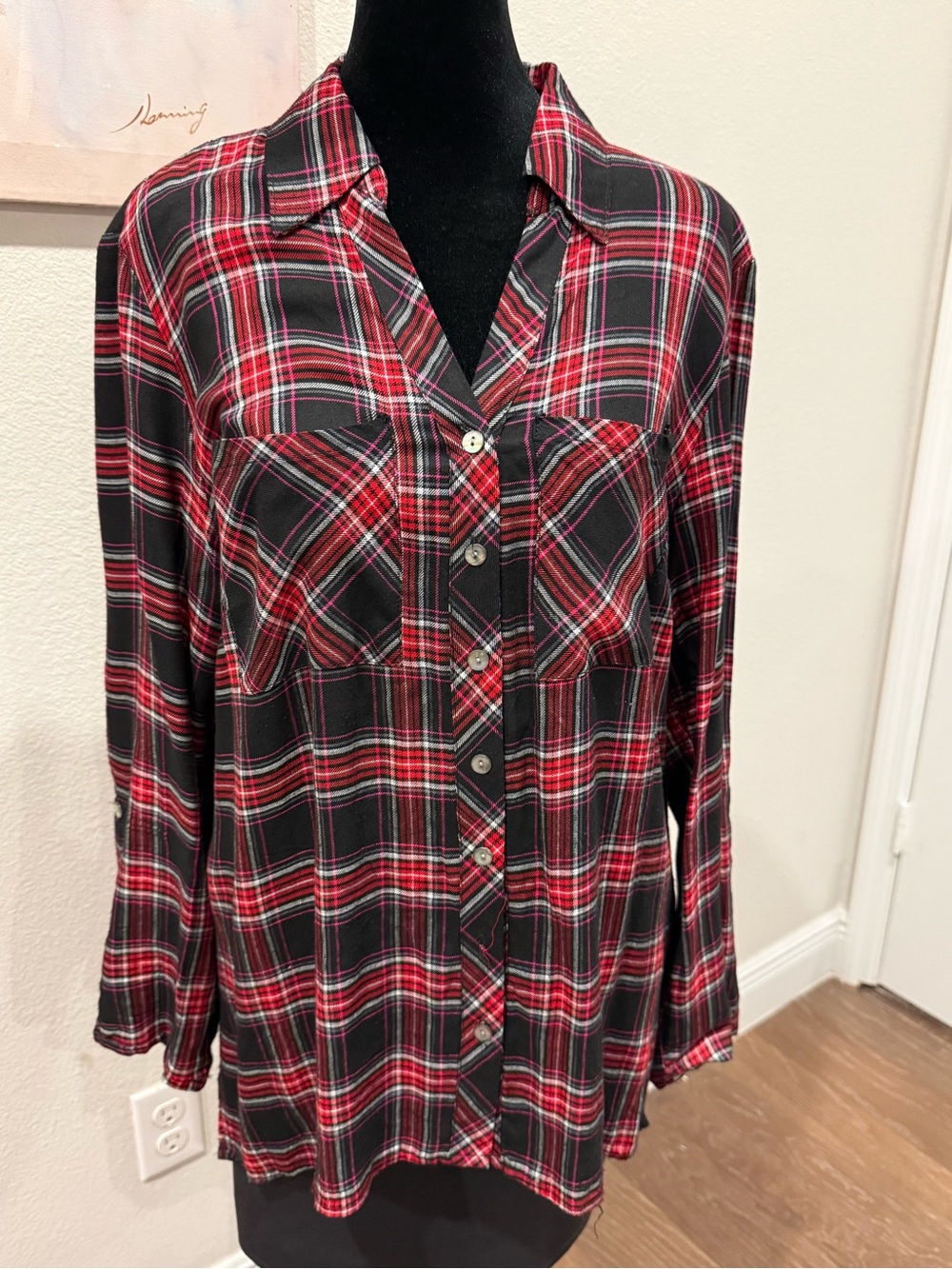 Ruby Rd. Black and Red Plaid Button-Down Shirt